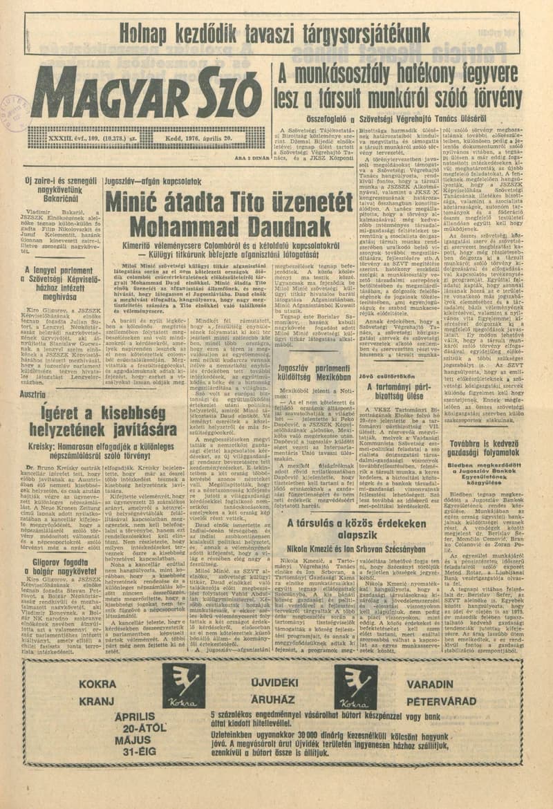 Magyar Szó, 33. évf. 1976. április 20. 109. sz. 1–20. oldal