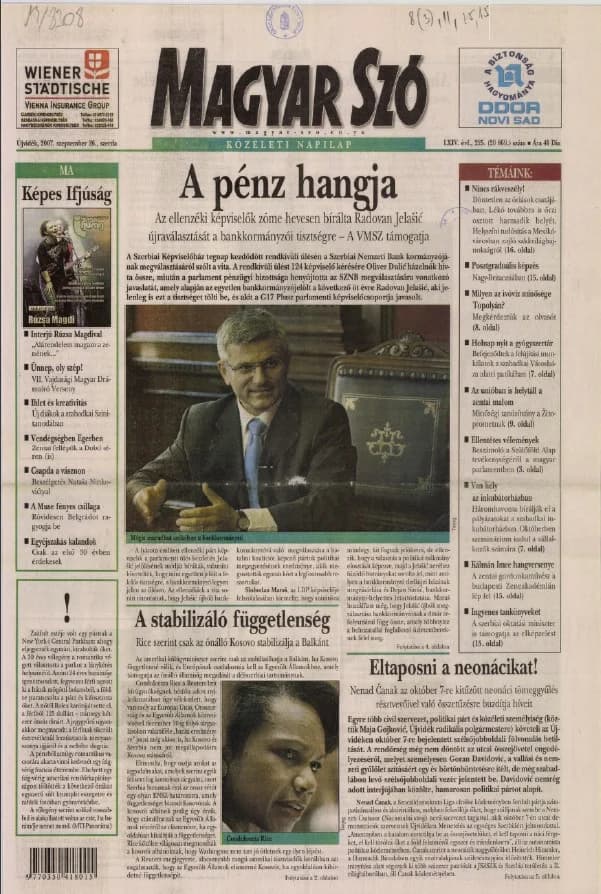 Magyar Szó, 64. évf. 2007. szeptember 26. 225. sz. 1–20. oldal