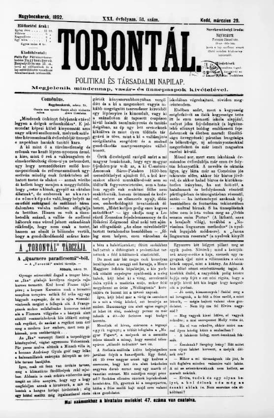 Torontál, 21. évf. 1892. március 29. 53. sz.