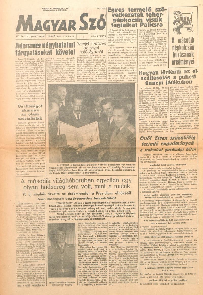 Magyar Szó, 9. évf. 1952. június 16. 143. sz. 1–4. oldal