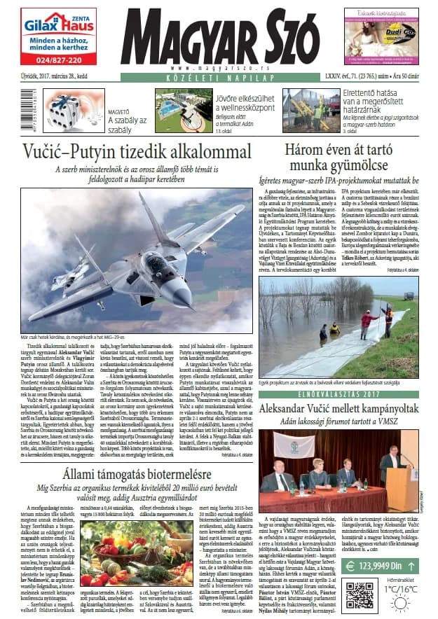 Magyar Szó, 74. évf. 2017. március 28. 71. sz. 1–20. oldal