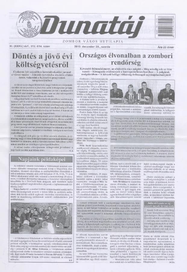 Dunatáj, 12. évf. 2010. december 29. 612–614. sz.