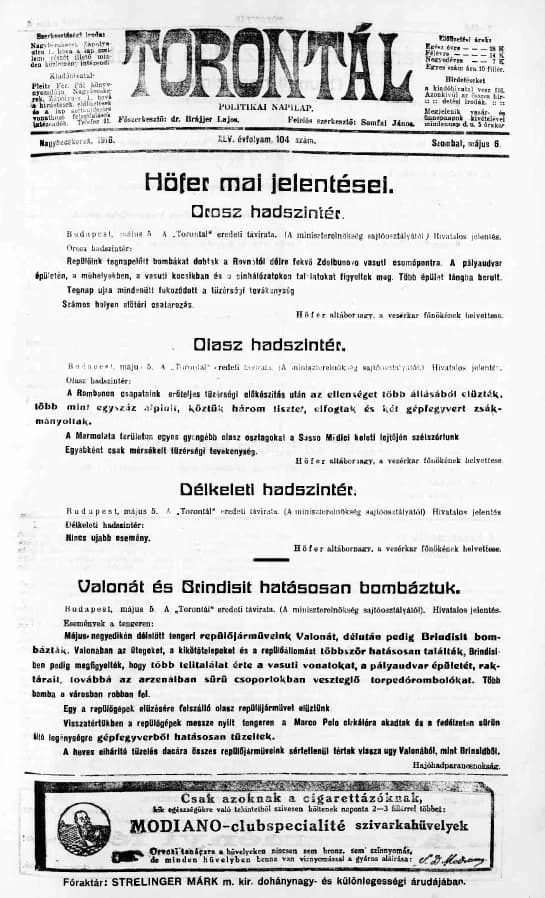 Torontál, 45. évf. 1916. május 6. 104. sz.