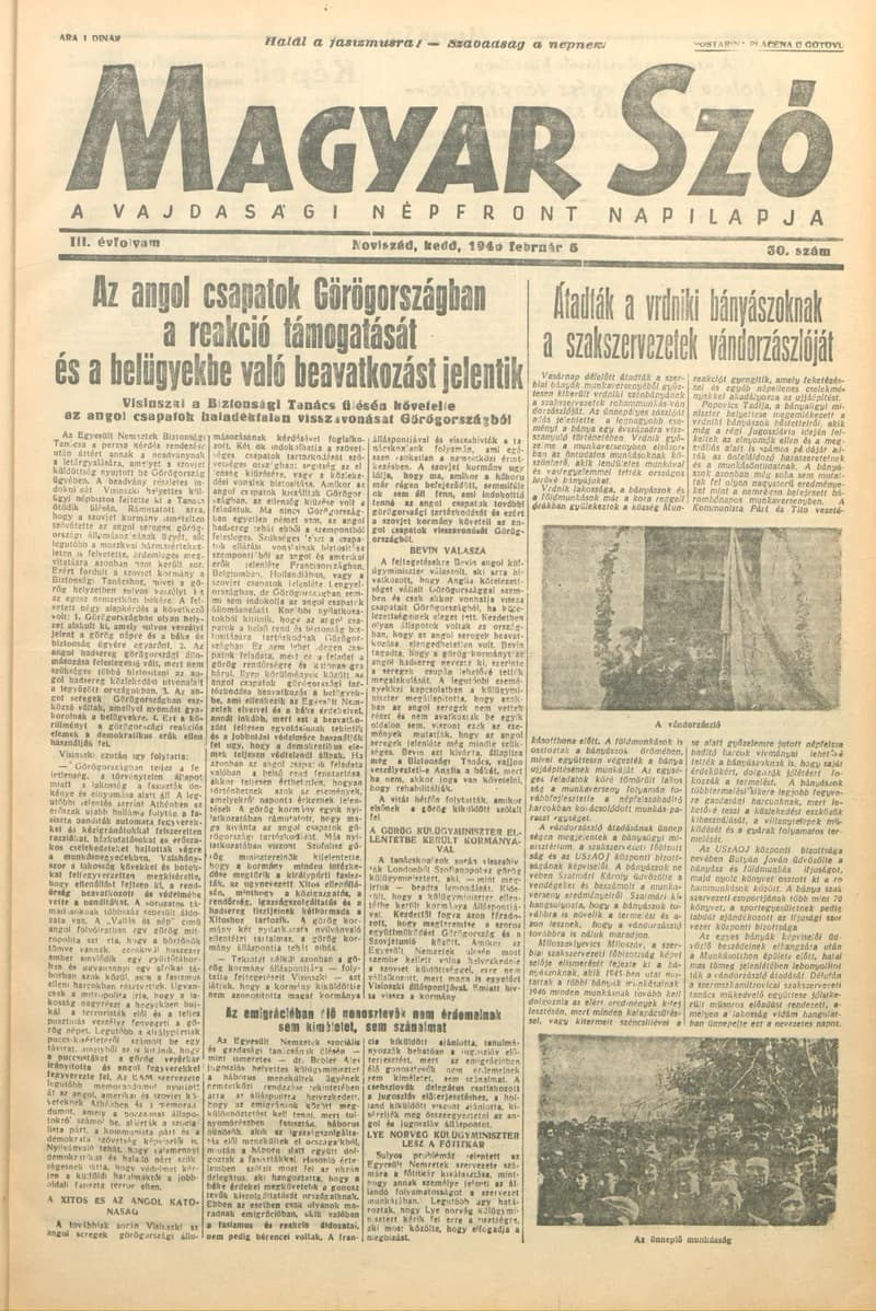 Magyar Szó, 3. évf. 1946. február 5. 30. sz. 1–4. oldal