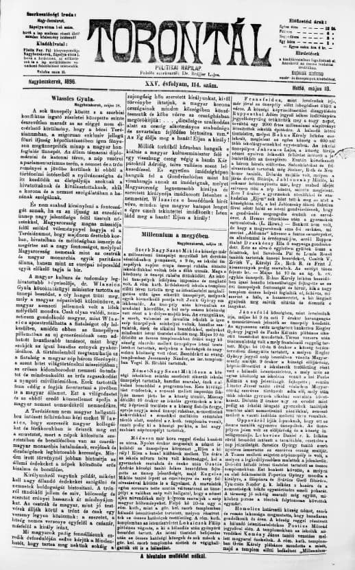 Torontál, 25. évf. 1896. május 18. 114. sz.