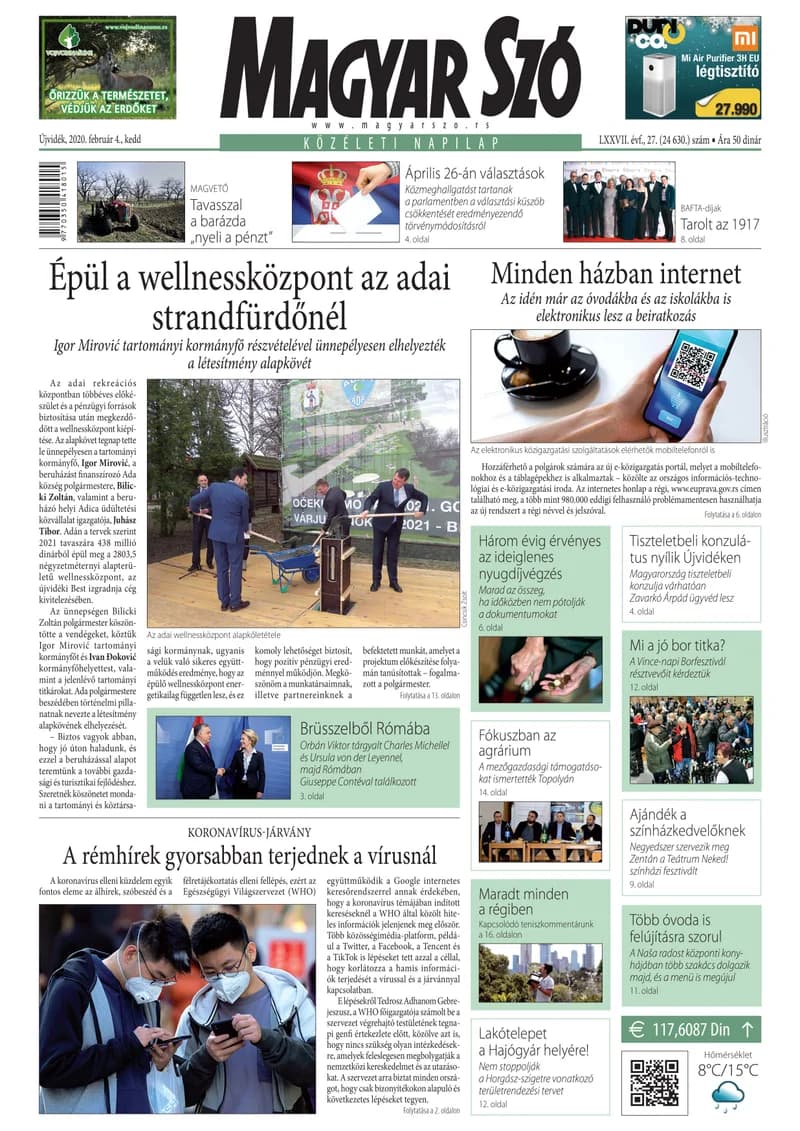 Magyar Szó, 77. évf. 2020. február 4. 27. sz. 1–20. oldal
