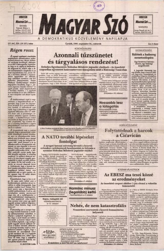 Magyar Szó, 55. évf. 1998. szeptember 24. 228. sz. 1–16. oldal