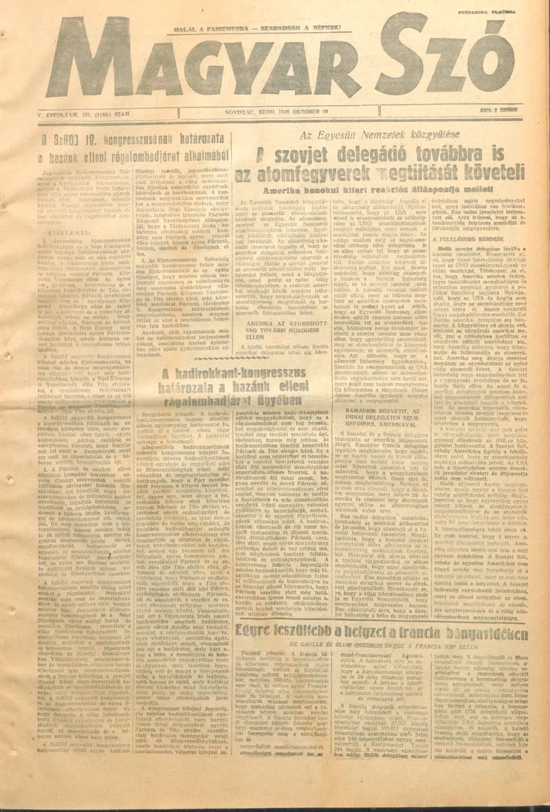Magyar Szó, 5. évf. 1948. október 19. 251. sz. 1–4. oldal