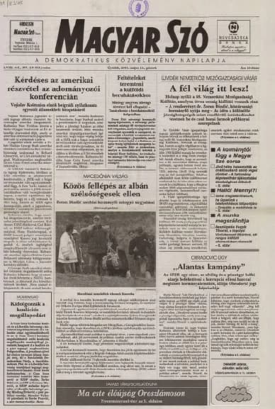 Magyar Szó, 58. évf. 2001. május 11. 107. sz. 1–16. oldal