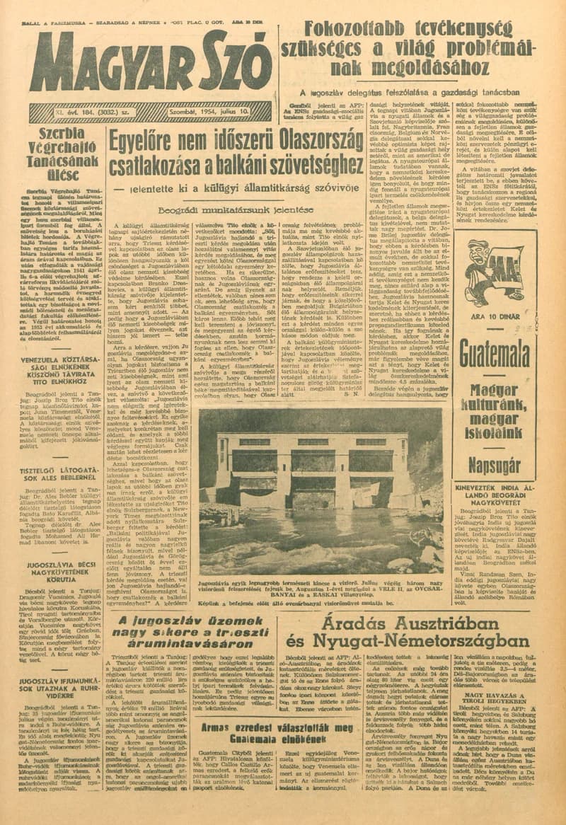 Magyar Szó, 11. évf. 1954. július 10. 184. sz. 1–6. oldal