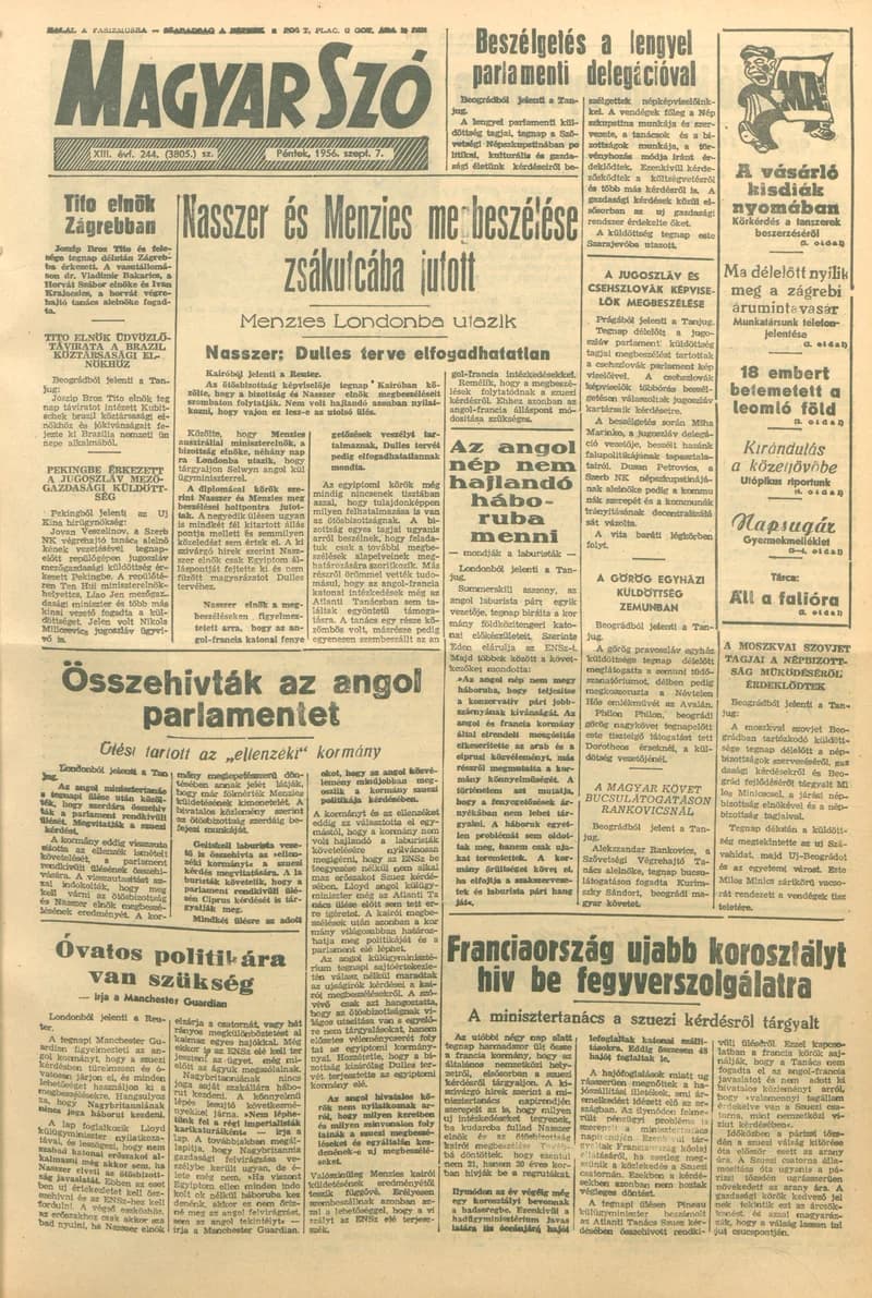 Magyar Szó, 13. évf. 1956. szeptember 7. 244. sz. 1–10. oldal