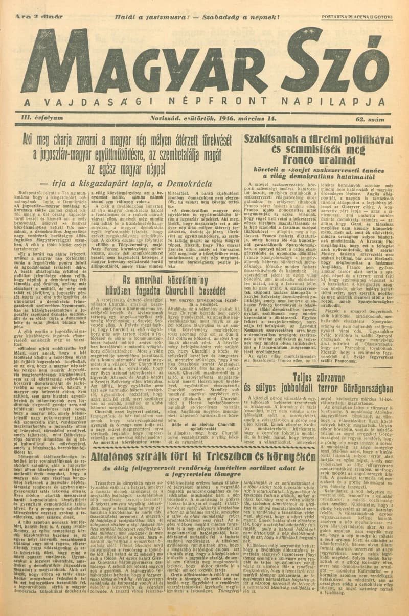 Magyar Szó, 3. évf. 1946. március 14. 62. sz. 1–6. oldal