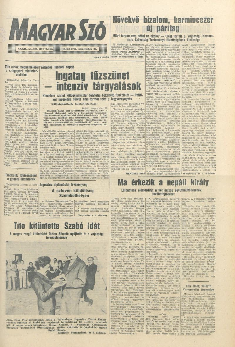 Magyar Szó, 32. évf. 1975. szeptember 23. 262. sz.