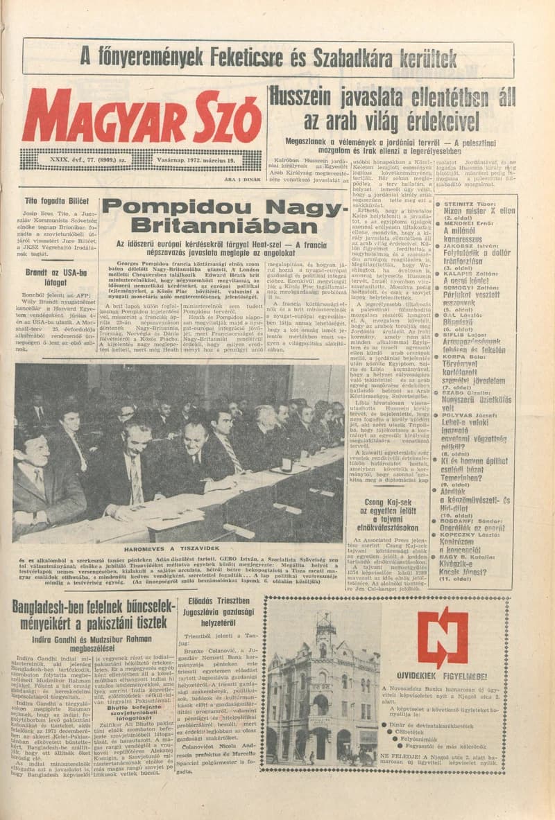 Magyar Szó, 29. évf. 1972. március 19. 77. sz. 1–28. oldal