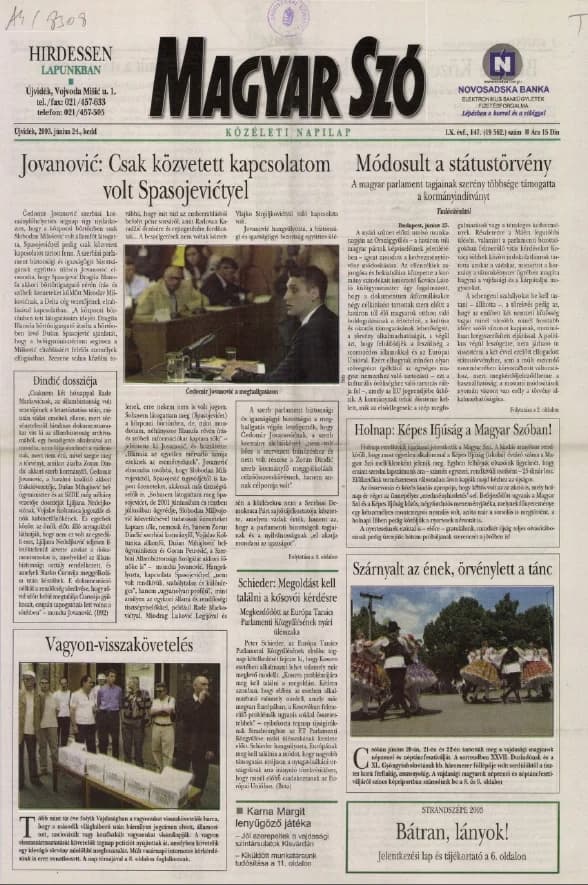 Magyar Szó, 60. évf. 2003. június 24. 147. sz. 1–16. oldal