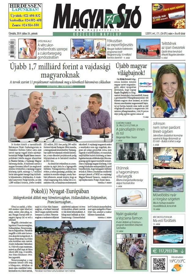 Magyar Szó, 76. évf. 2019. július 26. 171. sz. 1–16. oldal