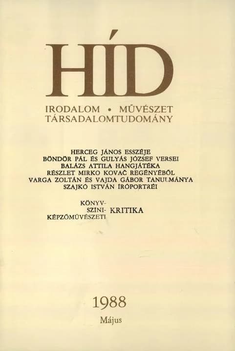 Híd, 52. évf. 1988. május. 5. sz. 561–720. oldal