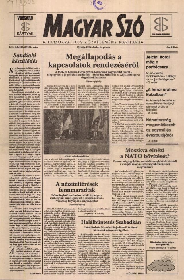 Magyar Szó, 53. évf. 1996. október 4. 235. sz. 1–16. oldal