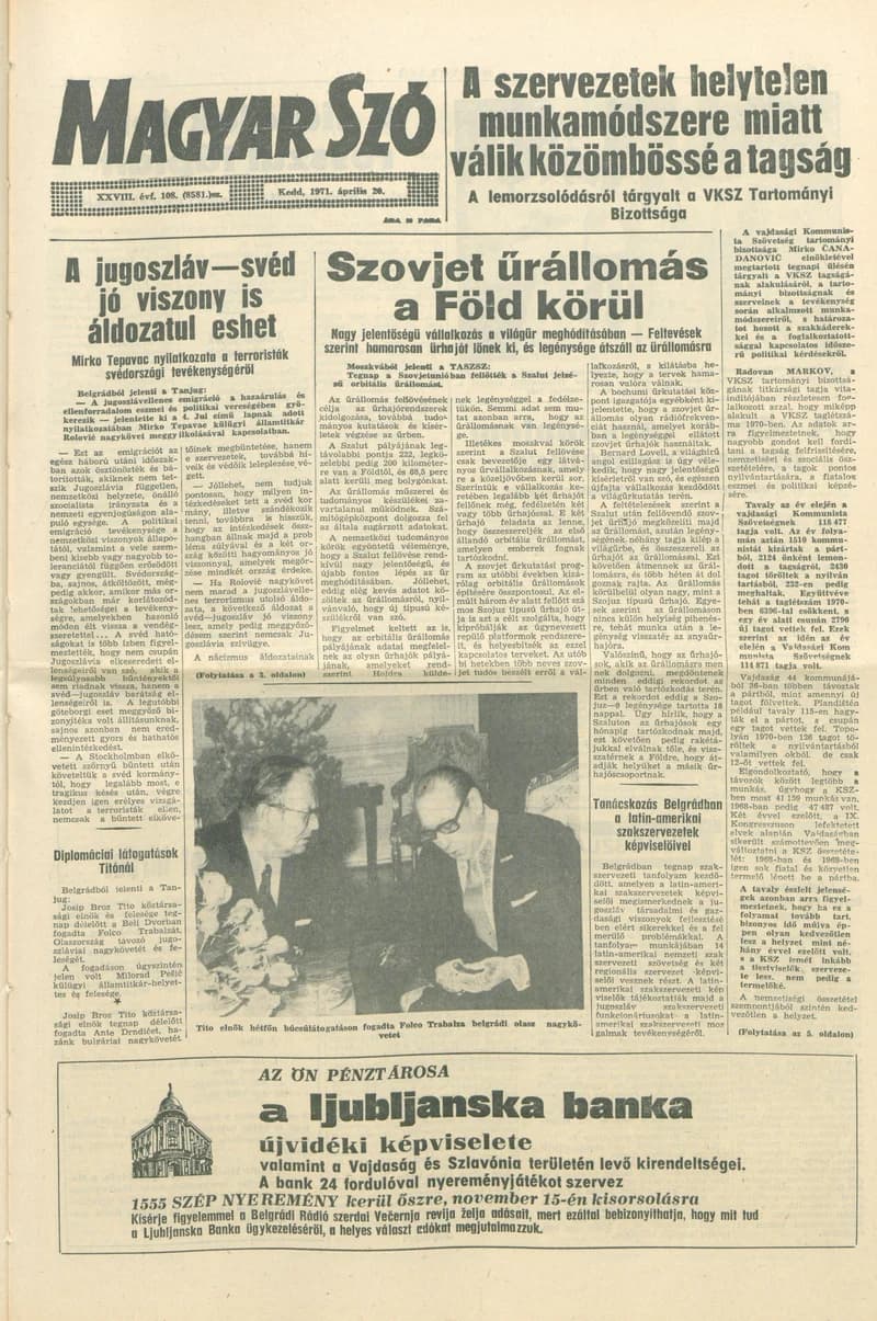 Magyar Szó, 28. évf. 1971. április 20. 108. sz. 1–16. oldal