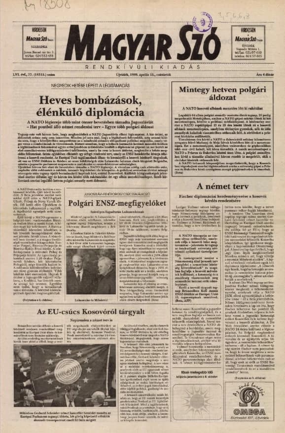 Magyar Szó, 56. évf. 1999. április 15. 77. sz. 1–8. oldal
