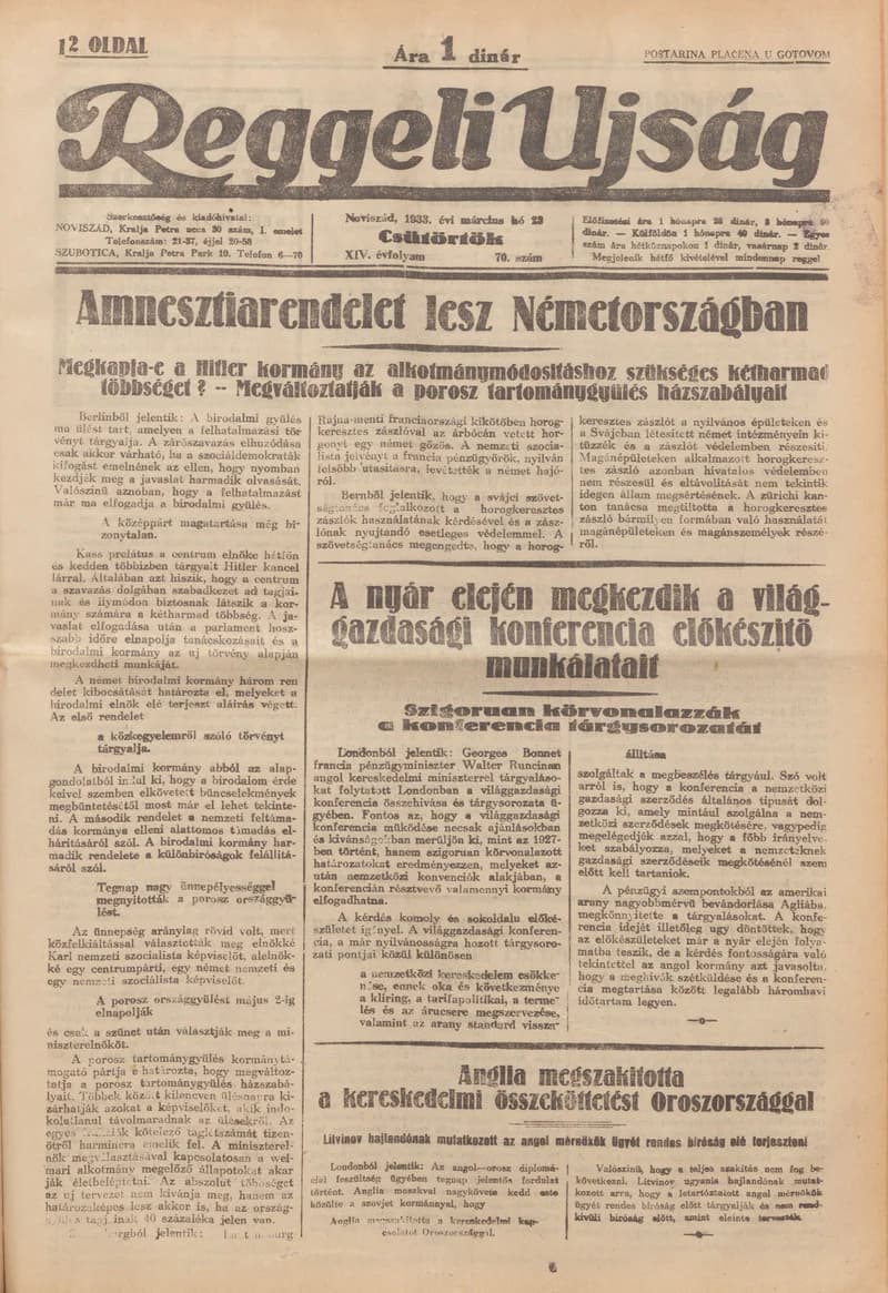 Reggeli Újság, 14. évf. 1933. március 23. 70. sz.