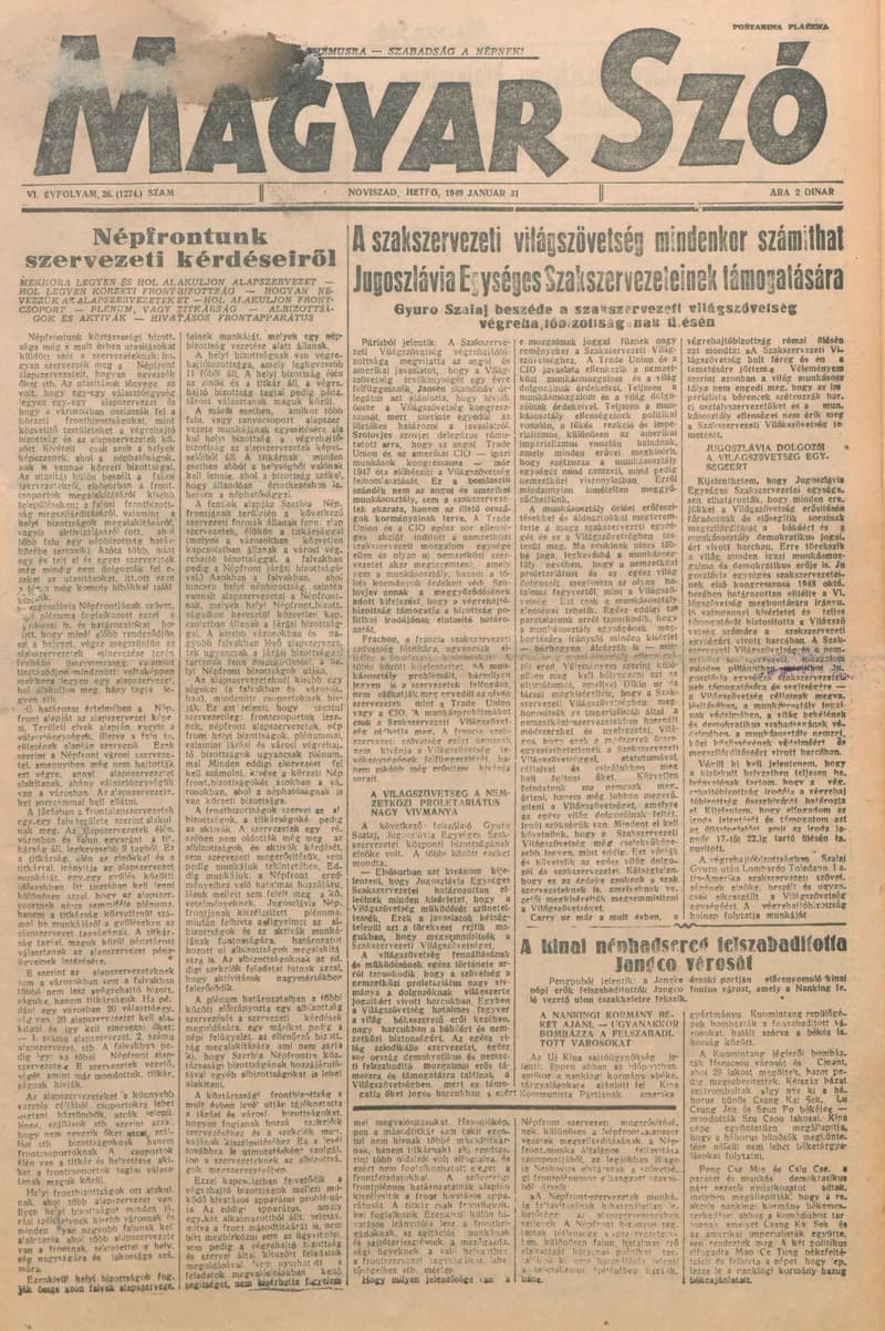 Magyar Szó, 6. évf. 1949. január 31. 26. sz. 1–4. oldal
