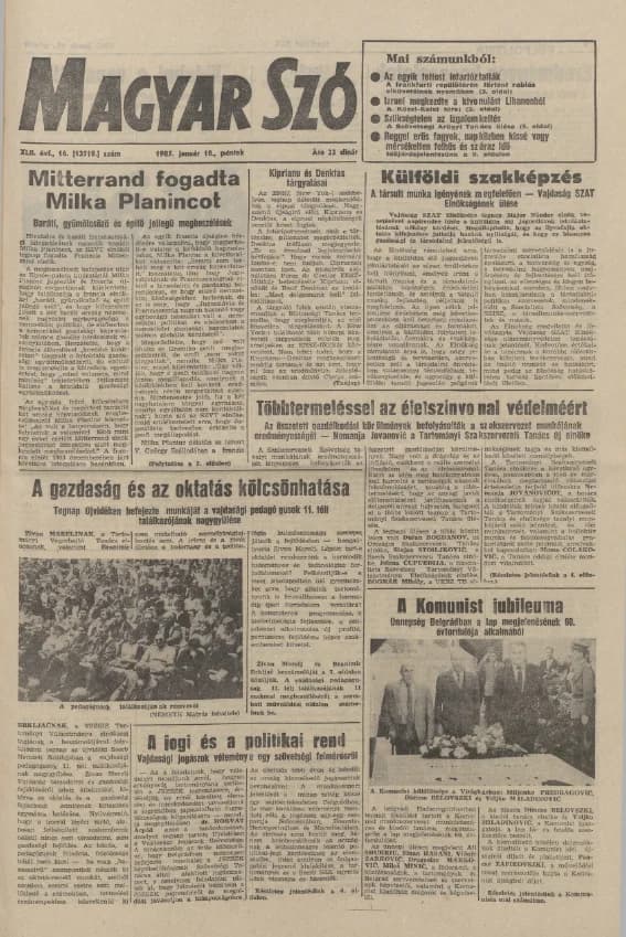 Magyar Szó, 42. évf. 1985. január 18. 16. sz. 1–12. oldal