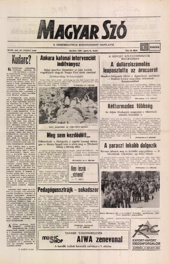 Magyar Szó, 48. évf. 1991. április 9. 97. sz. 1–20. oldal
