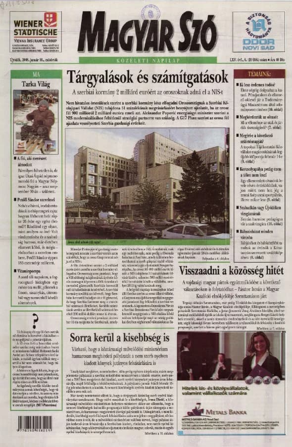 Magyar Szó, 65. évf. 2008. január 10. 6. sz. 1–20. oldal