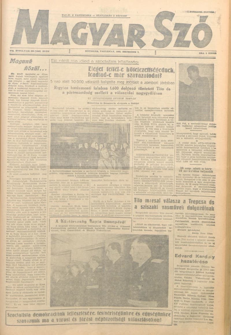 Magyar Szó, 7. évf. 1950. december 3. 286. sz. 1–4. oldal