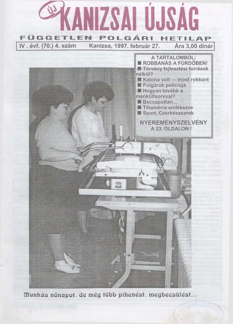Új Kanizsai Újság, 4. évf. 1997. február 27. 4. sz.