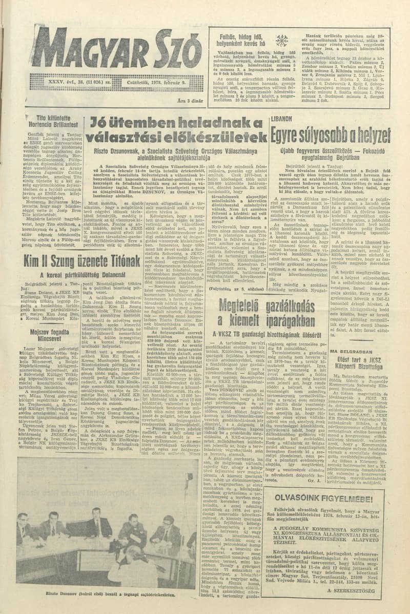 Magyar Szó, 35. évf. 1978. február 9. 38. sz. 1–20. oldal