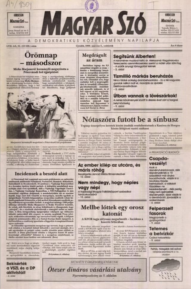 Magyar Szó, 57. évf. 2000. március 2. 51. sz. 1–16. oldal