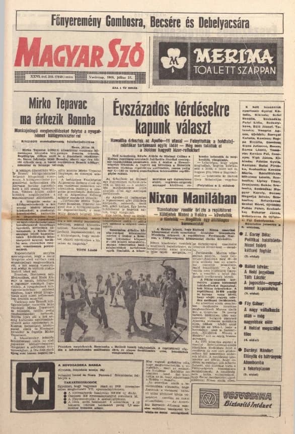 Magyar Szó, 26. évf. 1969. július 27. 205. sz. 1–32. oldal