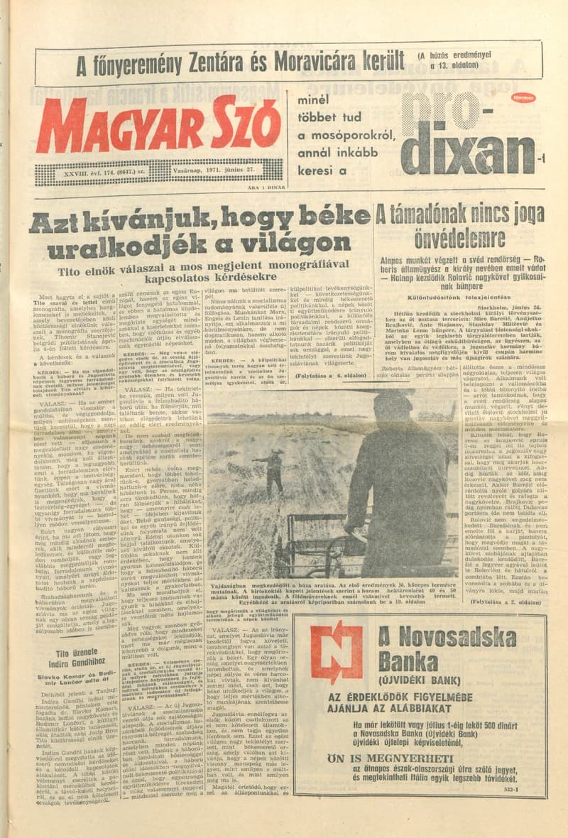 Magyar Szó, 28. évf. 1971. június 27. 174. sz. 1–32. oldal