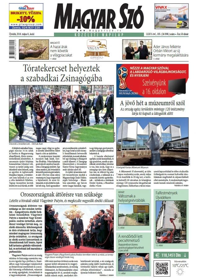 Magyar Szó, 75. évf. 2018. május 8. 103. sz. 1–20. oldal