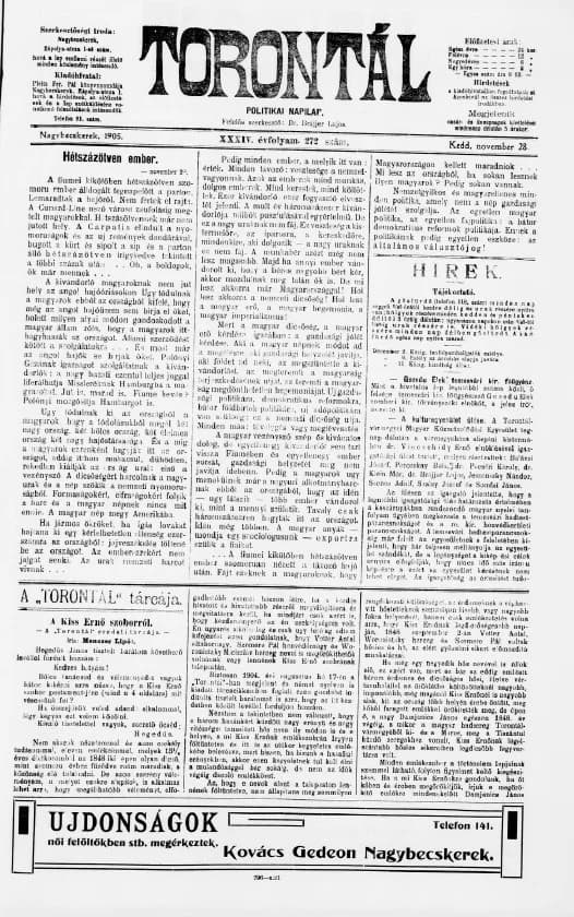 Torontál, 34. évf. 1905. november 28. 272. sz.