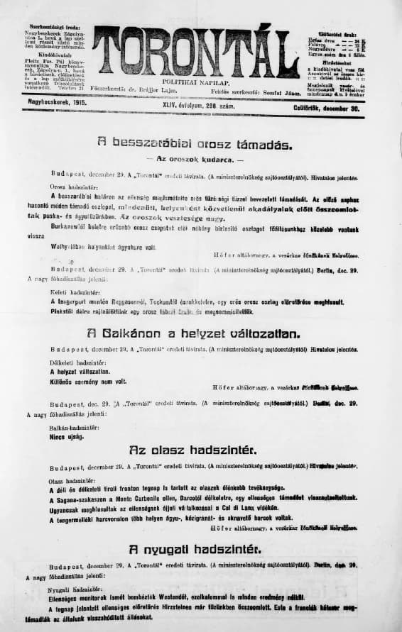 Torontál, 44. évf. 1915. december 30. 298. sz.