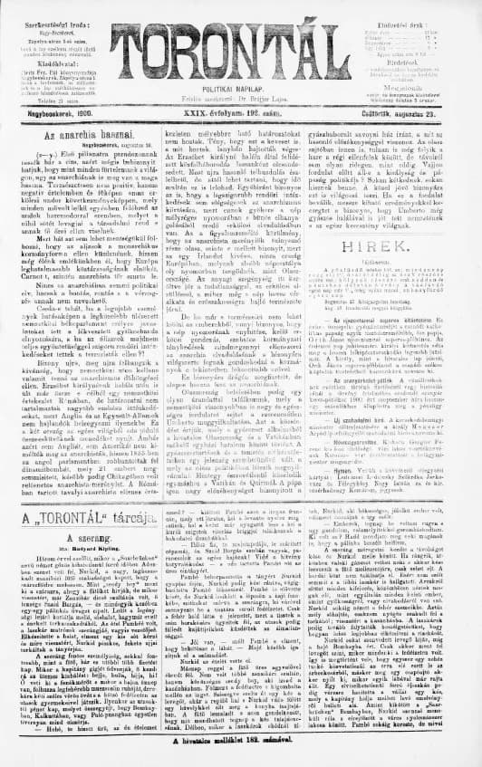 Torontál, 29. évf. 1900. augusztus 23. 192. sz.