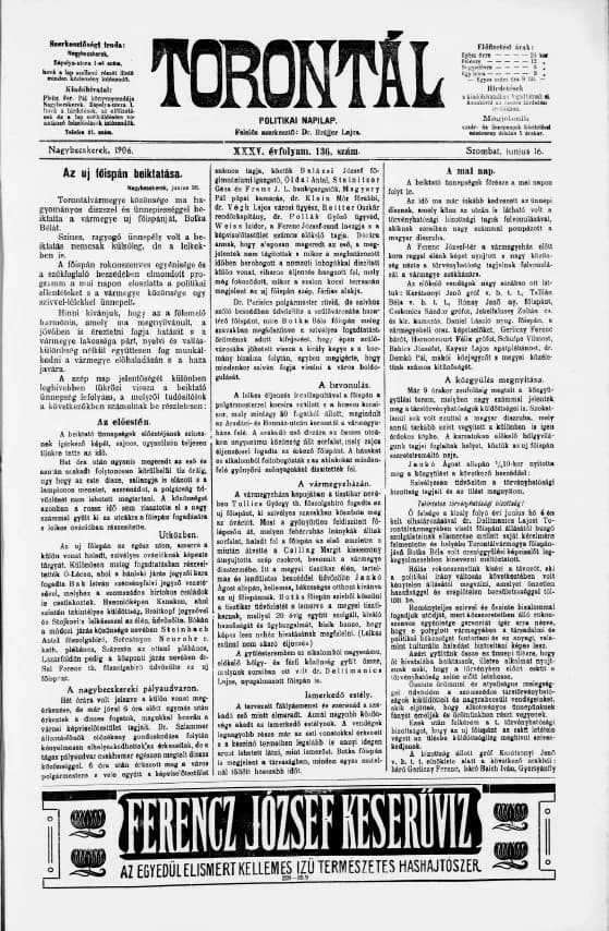 Torontál, 35. évf. 1906. június 15. 136. sz.
