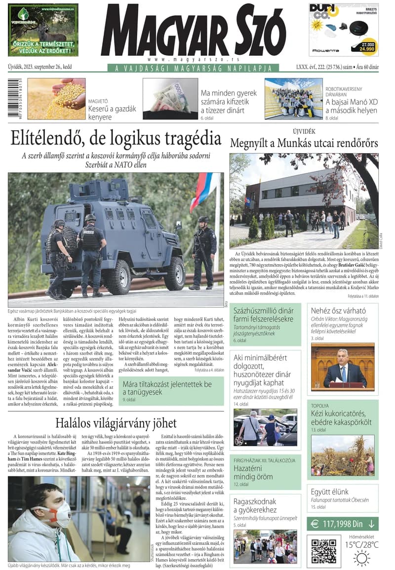 Magyar Szó, 80. évf. 2023. szeptember 26. 222. sz. 1–20. oldal