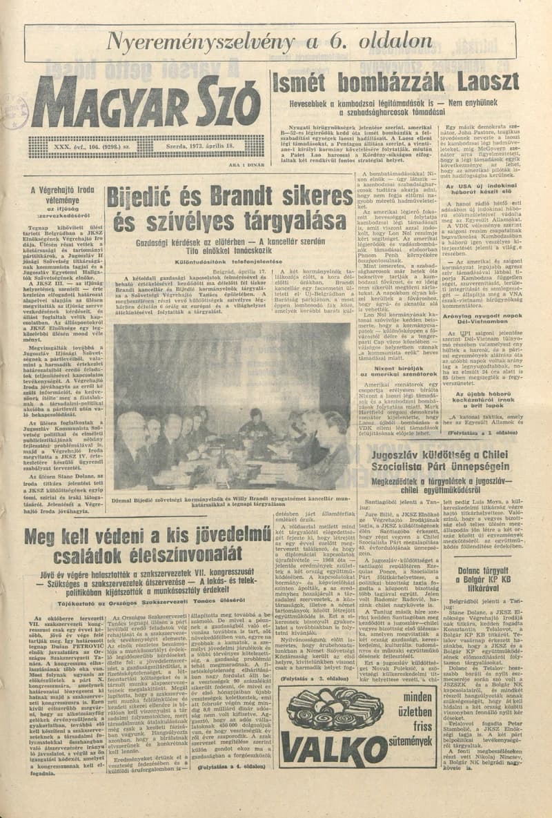 Magyar Szó, 30. évf. 1973. április 18. 106. sz. 1–20. oldal