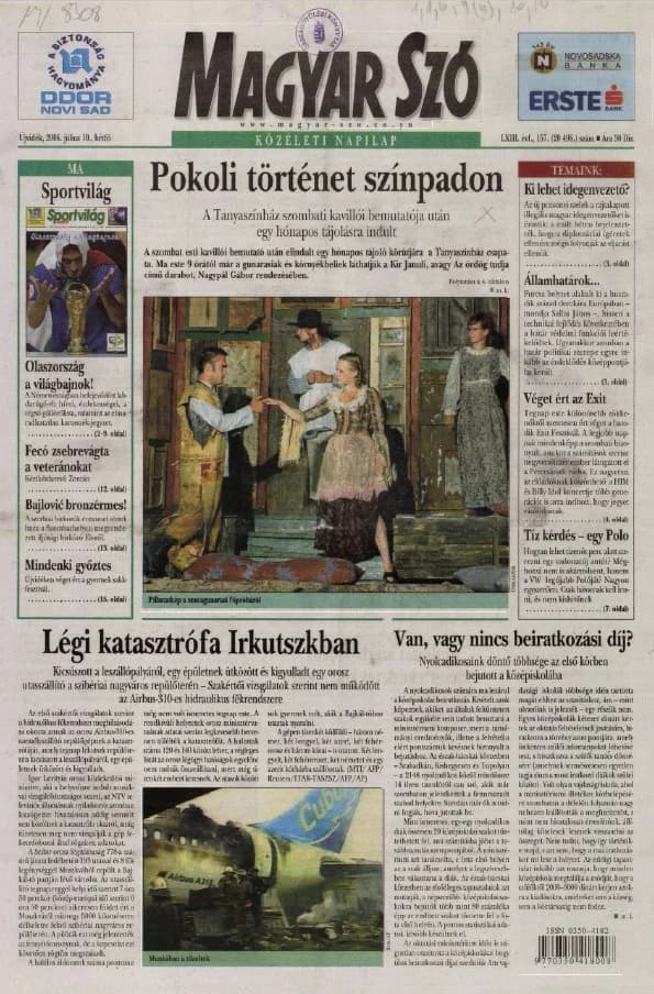 Magyar Szó, 63. évf. 2006. július 10. 157. sz. 1–12. oldal