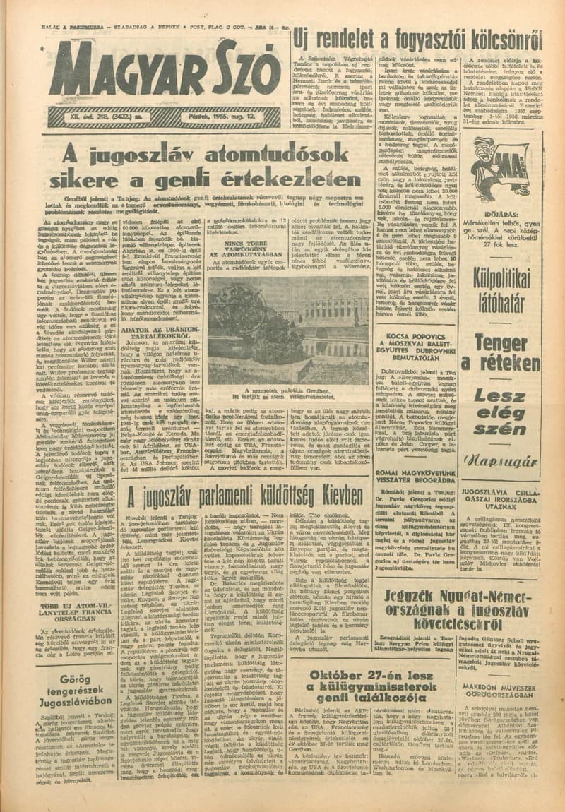 Magyar Szó, 12. évf. 1955. augusztus 11. 217. sz. 1–12. oldal