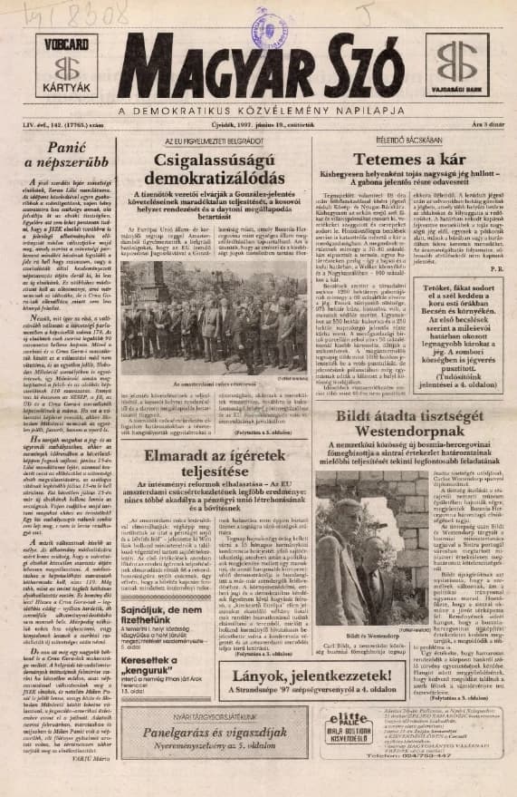 Magyar Szó, 54. évf. 1997. június 19. 142. sz. 1–16. oldal