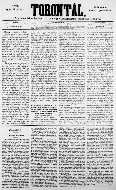 Torontál, 8. évf. 1879. január 23. 4. sz.
