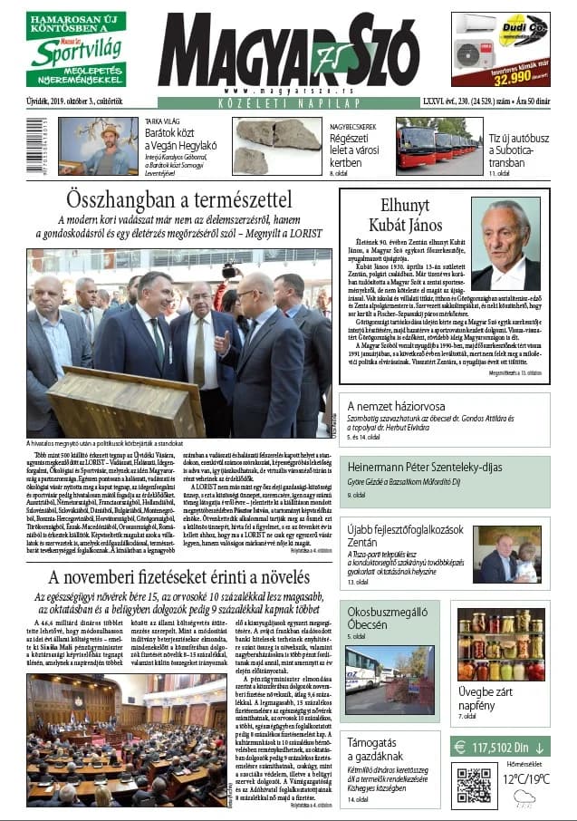 Magyar Szó, 76. évf. 2019. október 3. 230. sz. 1–20. oldal