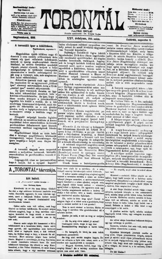 Torontál, 25. évf. 1896. augusztus 6. 180. sz.