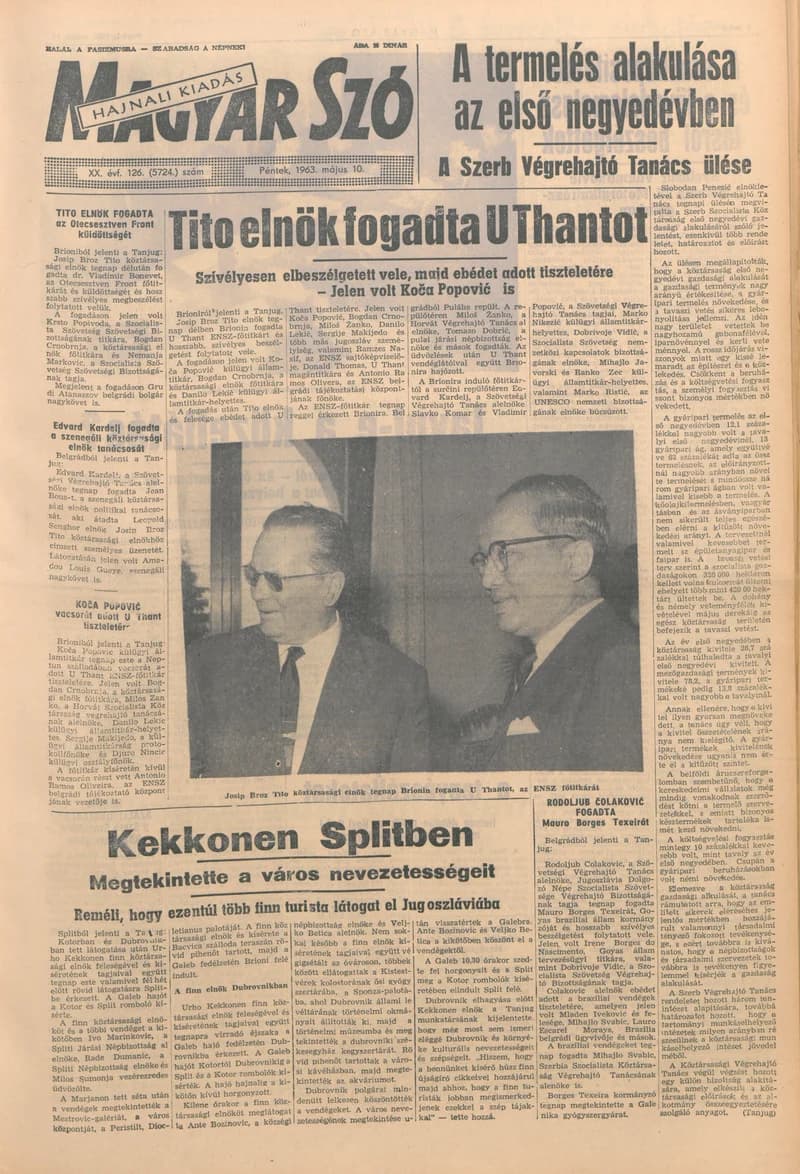 Magyar Szó, 20. évf. 1963. május 10. 126. sz. 1–16. oldal