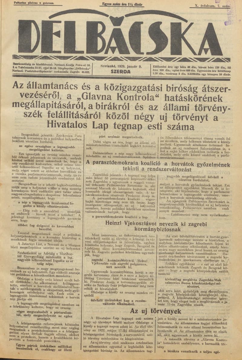 Délbácska, 10. évf. 1929. január 9. 7. sz.